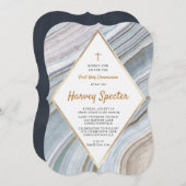 Marmor Agate Gold Erste Heilige Kommune Einladung (Vorne/Hinten)