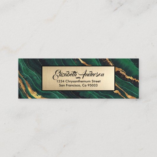 Marmor Agate Modern: Marmorplatte für den grünen u Mini Visitenkarte (Vorderseite)