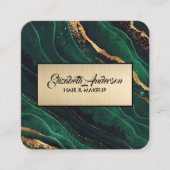 Marmor Agate Modern: Marmorplatte für den grünen u Quadratische Visitenkarte (Vorderseite)