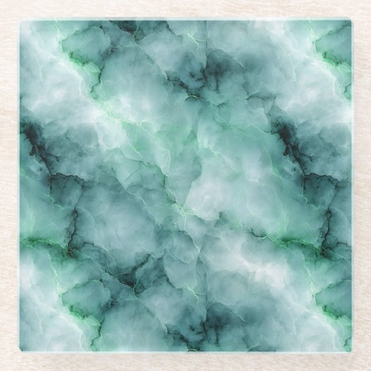 Marmor-ähnliche Textur in hellgrün Glasuntersetzer (Vorderseite)