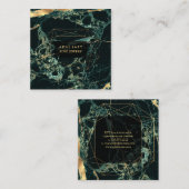 Marmor Aquamarin Green+Imitate Gold Gemstone Facet Quadratische Visitenkarte (Vorne/Hinten)