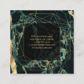 Marmor Aquamarin Green+Imitate Gold Gemstone Facet Quadratische Visitenkarte (Rückseite)