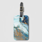 Marmor aquamarin türkis indigo blau agate Monogram Gepäckanhänger (Vorderseite Vertikal)