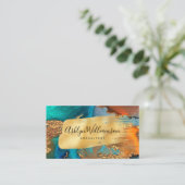 Marmor Aquarell Gold Türkis moderne Schrift Visitenkarte (Stehend Vorderseite)