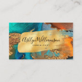 Marmor Aquarell Gold Türkis moderne Schrift Visitenkarte (Vorderseite)