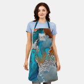 Marmor Aquarell Türkis Silbersalon Monogramm Schürze (Getragen)
