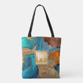 Marmor Aquarellfarben, monogramm, goldtürkis und o Tasche (Rückseite)