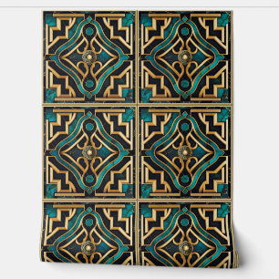 Marmor Art Deco Griechisches Green Gold Mandala Lu Tapete