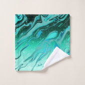 Marmor aus aquamarinem Glitzer Badhandtuch Set (Waschlappen)