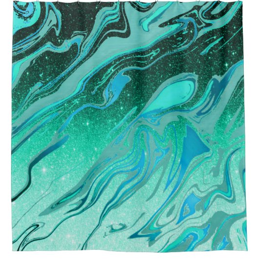 Marmor aus aquamarinem Glitzer Duschvorhang (Vorderseite)