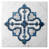 Marmor aus marokkanischem Quatrefolie Blau und Wei Fliese (Vorderseite)