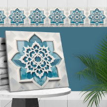 Marmor aus marokkanischem Quatrefolie Blau und Wei