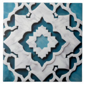 Marmor aus marokkanischem Quatrefolie Blau und Wei Fliese (Vorderseite)