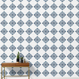 Marmor aus marokkanischem Quatrefolie Blau und Wei Tapete