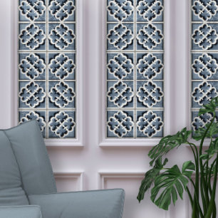 Marmor aus marokkanischem Quatrefolie Blau und Wei Tapete