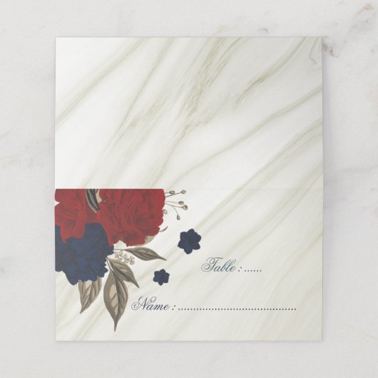 Marmor aus roter Blume Platzkarte (Außenseite Aufgefaltet)