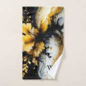 Marmor aus schwarzem Gold, Blume Badhandtuch Set (Handtuch)