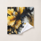 Marmor aus schwarzem Gold, Blume Badhandtuch Set (Waschlappen)