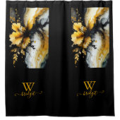 Marmor aus schwarzem Gold, Blume Duschvorhang (Vorderseite)