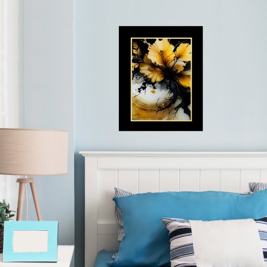 Marmor aus schwarzem Gold, Blume Foliendrucke (In Situ (Schlafzimmer))