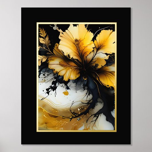 Marmor aus schwarzem Gold, Blume Foliendrucke (Vorderseite)