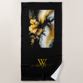 Marmor aus schwarzem Gold, Blume Strandtuch (Vorderseite)