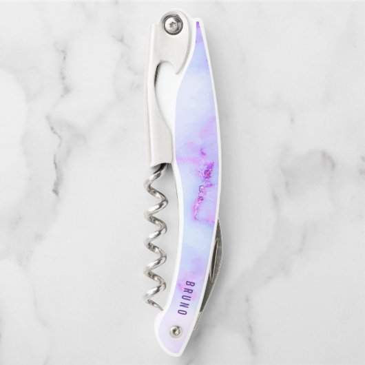 Marmor aus weißem und lila Imitat Kellnermesser (Vorderseite)