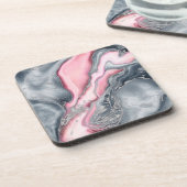 Marmor aus weißer Rose - Pastellpinke, grau und si Getränkeuntersetzer (Linke Seite)