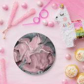 Marmor aus weißer Rose - Pastellpinke, grau und si Pappteller (Party)