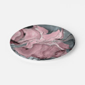 Marmor aus weißer Rose - Pastellpinke, grau und si Pappteller (Schrägansicht)