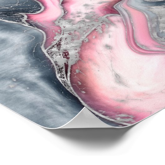 Marmor aus weißer Rose - Pastellpinke, grau und si Poster (Ecke)