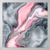 Marmor aus weißer Rose - Pastellpinke, grau und si Poster (Vorne)