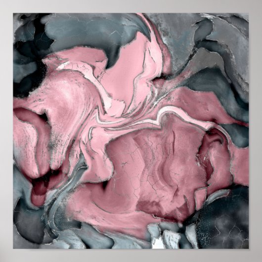 Marmor aus weißer Rose - Pastellpinke, grau und si Poster (Vorne)