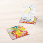 Marmor aussehen rosa gelb blau grün Abstrakt Rechteckiger Pappuntersetzer (Vor Ort)