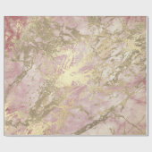 Marmor Champaigne Gold Peony Pink Metal Strokes Geschenkpapier (Flach)