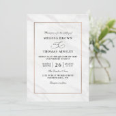 Marmor Deluxe Moderne Budget QR-Code Hochzeit Einladung (Stehend Vorderseite)