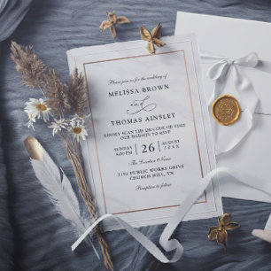Marmor Deluxe Moderne Budget QR-Code Hochzeit Einladung
