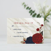 Marmor der Blume RSVP Karte (Stehend Vorderseite)