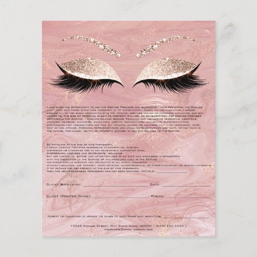 Marmor der Eyelash Extension Liability Waiver Rose Flyer (Hinten)