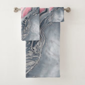 Marmor der Rose - Pastellfarben, grau und silber Badhandtuch Set (Insitu)