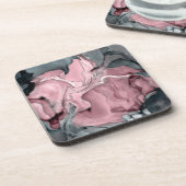 Marmor der Rose - Pastellfarben, grau und silber Getränkeuntersetzer (Linke Seite)