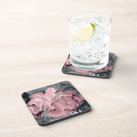 Marmor der Rose - Pastellfarben, grau und silber Getränkeuntersetzer (Rechte Seite)