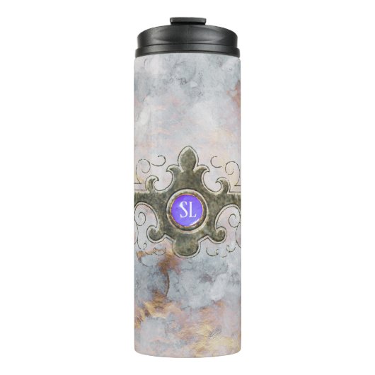 Marmor-Edelstein-Monogramm Thermosbecher (Vorderseite)