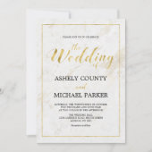 Marmor | Einfache moderne Hochzeitsfeier Einladung (Vorderseite)