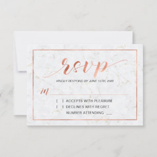Marmor   Einfache moderne Typografie RSVP-Einlagek RSVP Karte