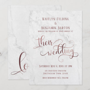Marmor, Elegante Roségold-Typografie Ihre Hochzeit Einladung
