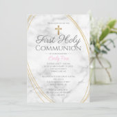 Marmor Erste Heilige Kommunion Einladungen für Mäd (Stehend Vorderseite)