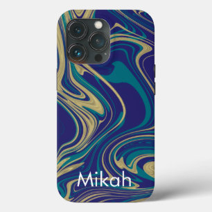 Marmor Flüssig Faux Gold Blau Grünstich Case-Mate iPhone Hülle