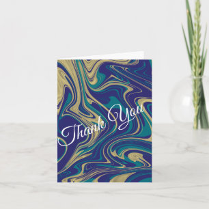 Marmor Flüssig Faux Gold Blau Grünstich Danke Einladung