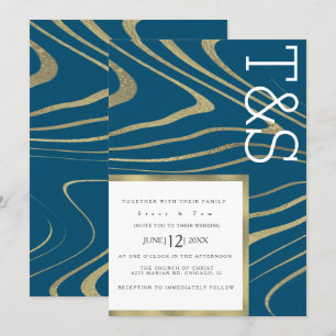 Marmor Flüssig Gold Achat Typografie Hochzeit Einladung